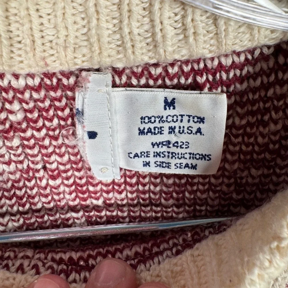 Vintage 90s Heavyweight Knit Crewneck Size Medium Men Geometric Jacquard Pattern